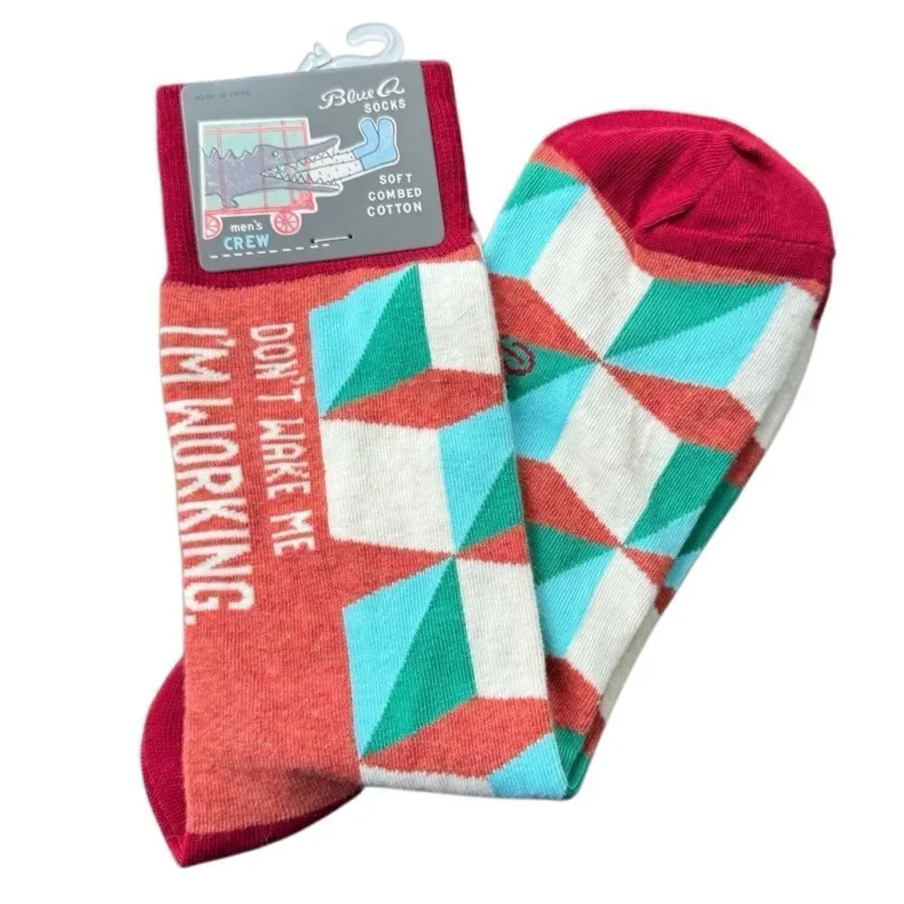 Blue Q Socks Don't Wake Me I'm Working Crew Socks 7-12 NWT